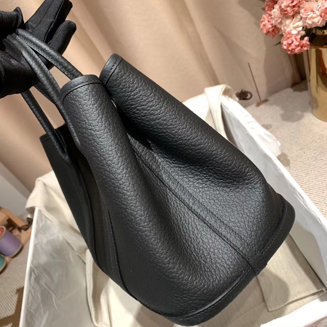 에르메스 가든파티30 블랙 은장 바쉬 컨트리